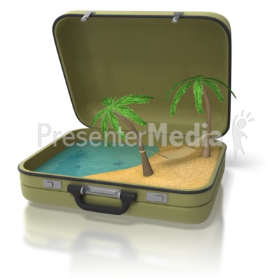Beach Island In Suitcase Presentation clipart