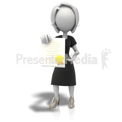 Woman With Award Document Presentation clipart