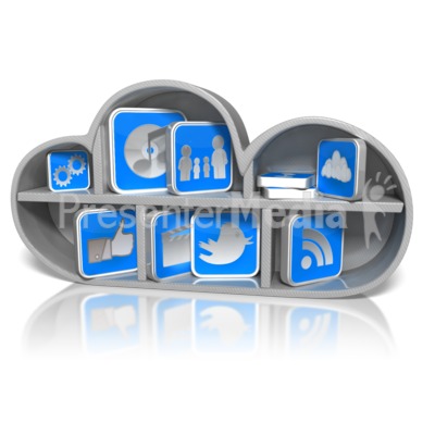 Cloud Shelf with App Icons Presentation clipart
