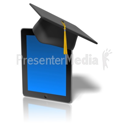 Graduation Cap On Tablet Presentation clipart