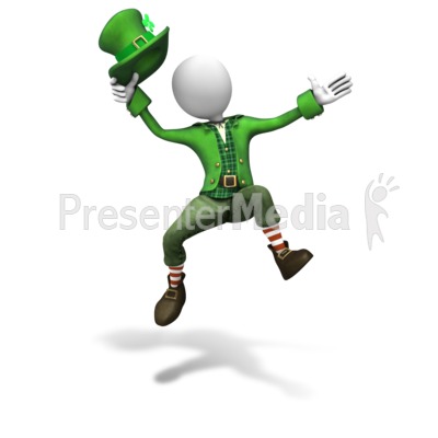 Stick Figure Leprechaun Jumping Presentation clipart