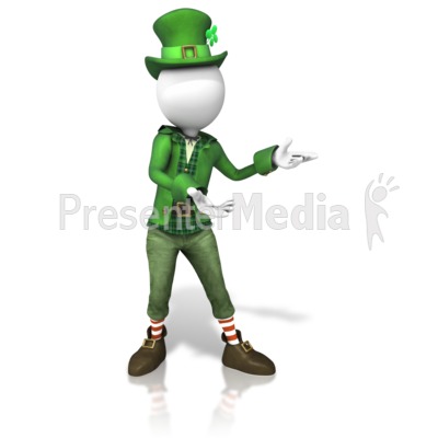 Stick Figure Leprechaun Presenting Presentation clipart