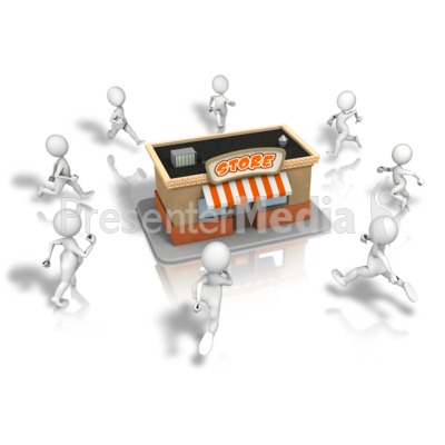 Crowd Running To Store Presentation clipart