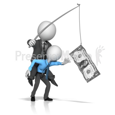 Boss Dangling Money In Front Of Employee Presentation clipart