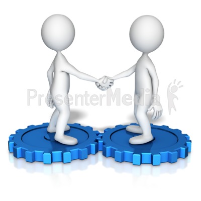 Figures Shake Hands On Gears Presentation clipart