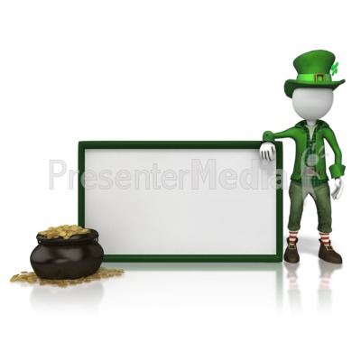 Leprechan With Sign Presentation clipart