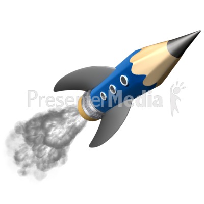 Pencil Education Rocket Presentation clipart