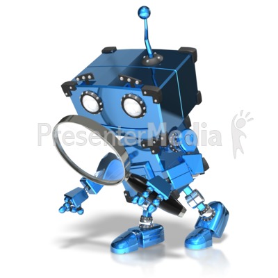 Boxy Robot Searching Presentation clipart