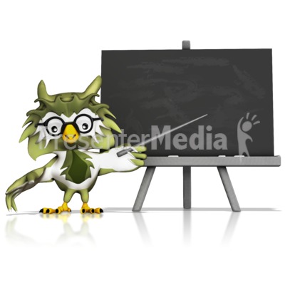 Owl Pointing At Chalkboard Presentation clipart