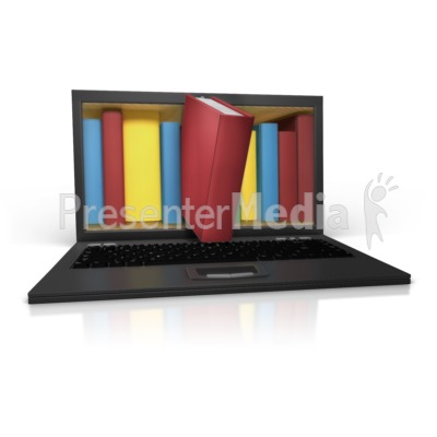 Bookshelf In Laptop Presentation clipart