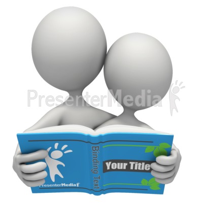 Stick Figures Reading Custom Book Presentation clipart