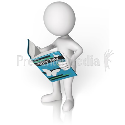 Figure Holding Custom Book Reading Presentation clipart