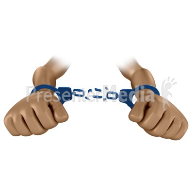Hands Break Chains of Handcuffs Presentation clipart
