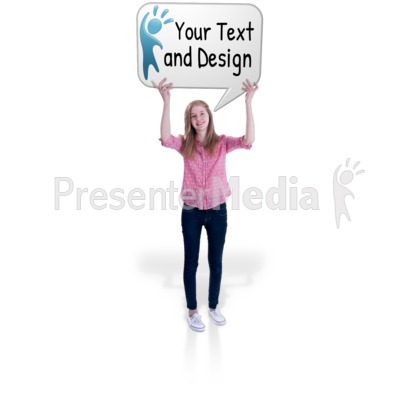 Teen Girl Hold Word Balloon Presentation clipart