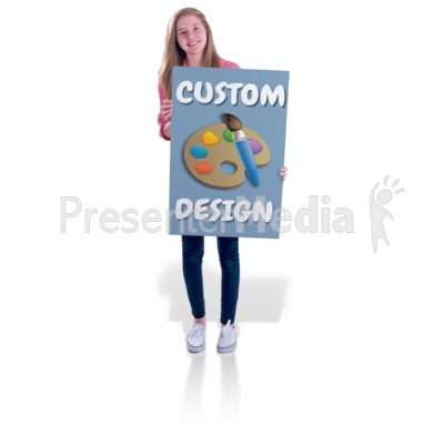 Teen Girl Hold Sign Custom Presentation clipart