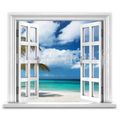 Open Window To Ocean Paradise Presentation clipart