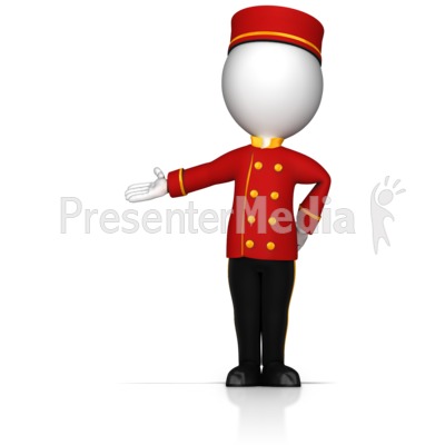 Bell Hop Gesture to the Side Presentation clipart