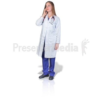 Female Doctor or Nurse Talking Phone Presentation clipart
