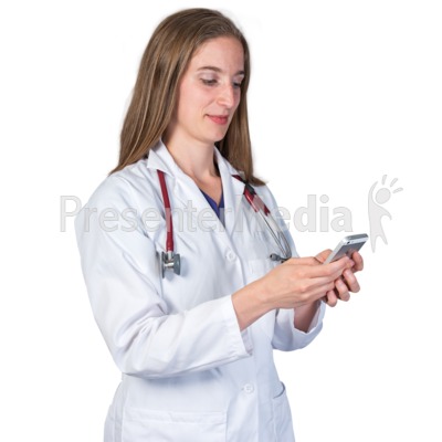 Female Doctor or Nurse Phone Closeup Presentation clipart