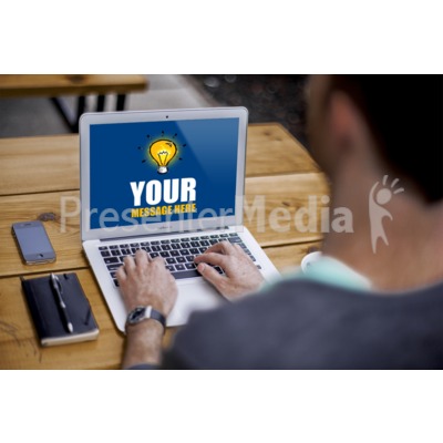 Man Sitting On Laptop Presentation clipart