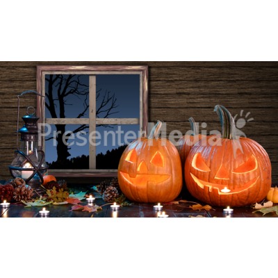 Jack O Lanterns In Barn Presentation clipart