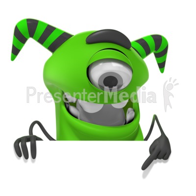 M Monster Pointing Down Presentation clipart