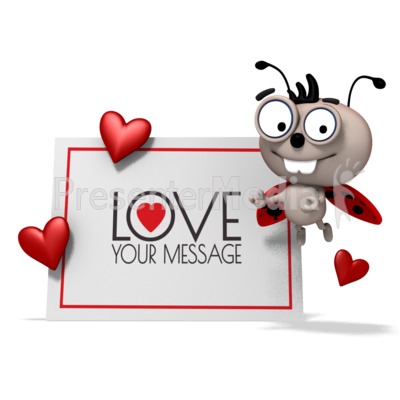 Love Bug Beside Sign Presentation clipart