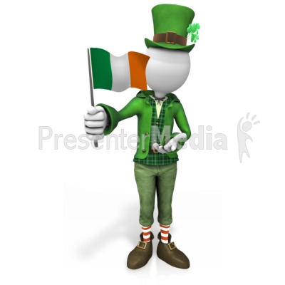 Irish Figure Waving Flag Presentation clipart