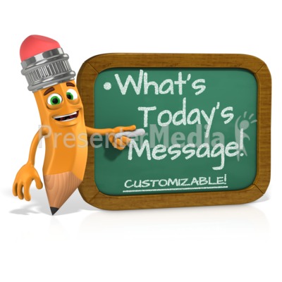 Scribbles Pointing At Board Presentation clipart