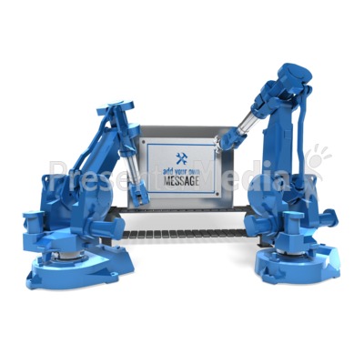 Robot Arms Attach Sign Presentation clipart