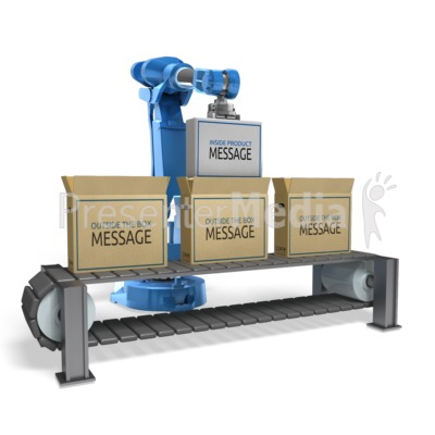 Robot Pack Boxes Presentation clipart