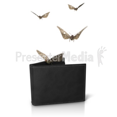 Wallet Moths Flying Out Presentation clipart