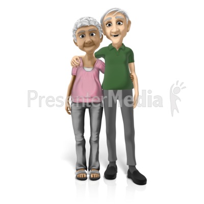 Old Couple Standing Together Presentation clipart