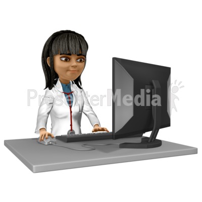 Doctor Kim At Desk Working Presentation clipart