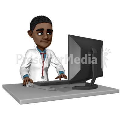 Doctor Ethan At Desk Working Presentation clipart