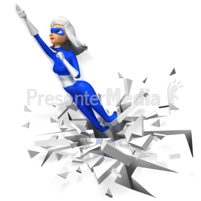 Supergal Flying Upward Boom Presentation clipart