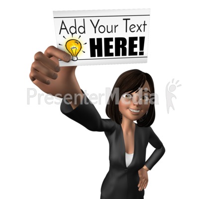 Talia Holding Blank Card Presentation clipart