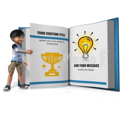 Boy Turning A Custom Page Presentation clipart