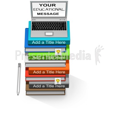 Custom Laptop Book Stack Presentation clipart