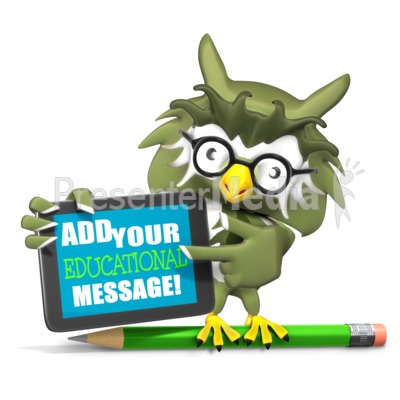 Owl Holding Custom Tablet Presentation clipart