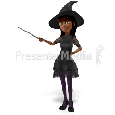 Nice Witch Presenting To The Side Presentation clipart