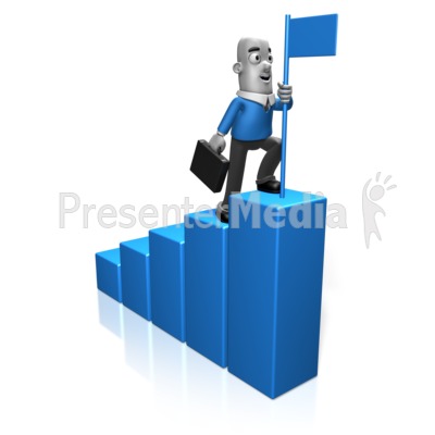 Biz Man Bar Graph Flag Presentation clipart