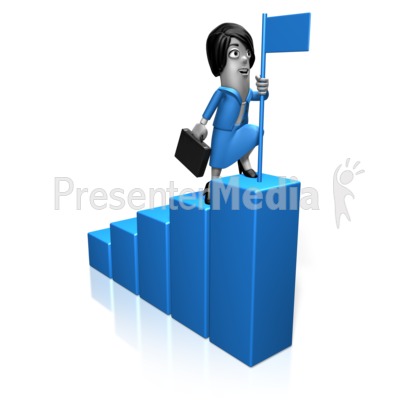 Biz Woman Bar Graph Flag Presentation clipart