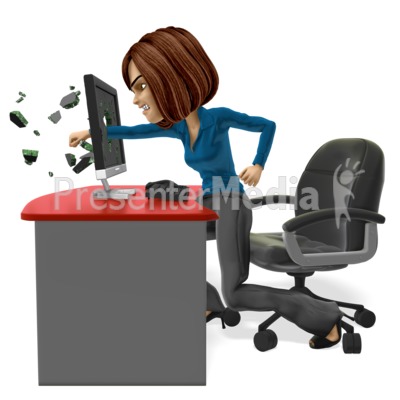 Business Woman Punch Screen Presentation clipart