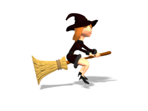 Lady Witch Fly Broom | 3D Animated Clipart for PowerPoint
