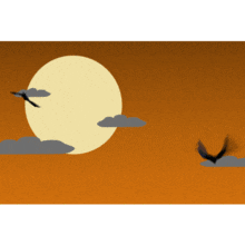 Bats fly across an autumn sky in this Halloween animated clipart.