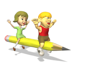 Animated gif sample: Boy Girl Flying On Pencil