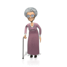 In this funny animated clipart an old lady shows her fierce side as she fences you with her cane.