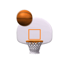 In this animated clipart, multiple basketballs go through the hoop.