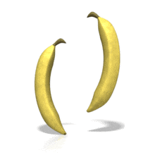 Two yellow bananas bounce up and down in this animated clipart.
